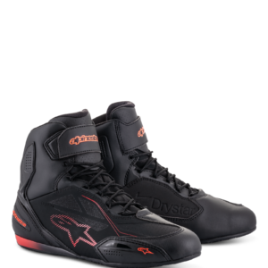 Vista frontal del calzado Alpinestars Faster-3 Drystar negro y rojo flúor