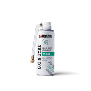 Aerosol blanco IPONE S.O.S TYRE de 200 ml con manguera para válvula
