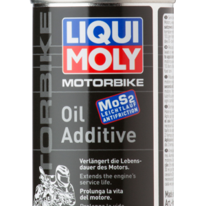 Lata LIQUI MOLY Motorbike Oil Additive con MoS2 de 125 ml sobre fondo blanco