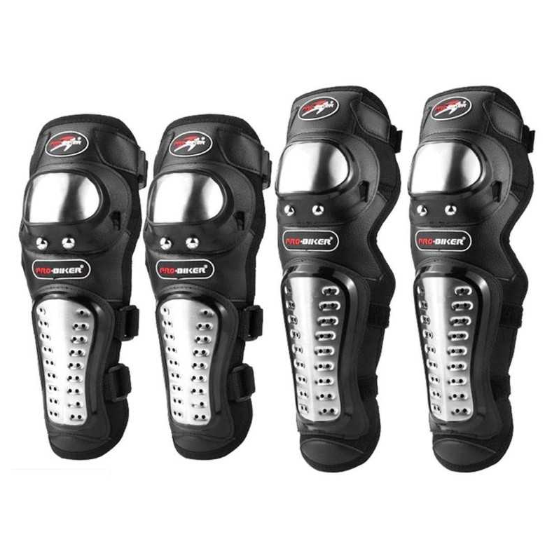 Kit de protectores ProBiker negro sobre fondo blanco, imagen candidata para rodilleras
