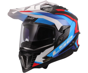 LS2 MX701 Explorer Carbon Frontier II con gráfica azul, roja, blanca y negra