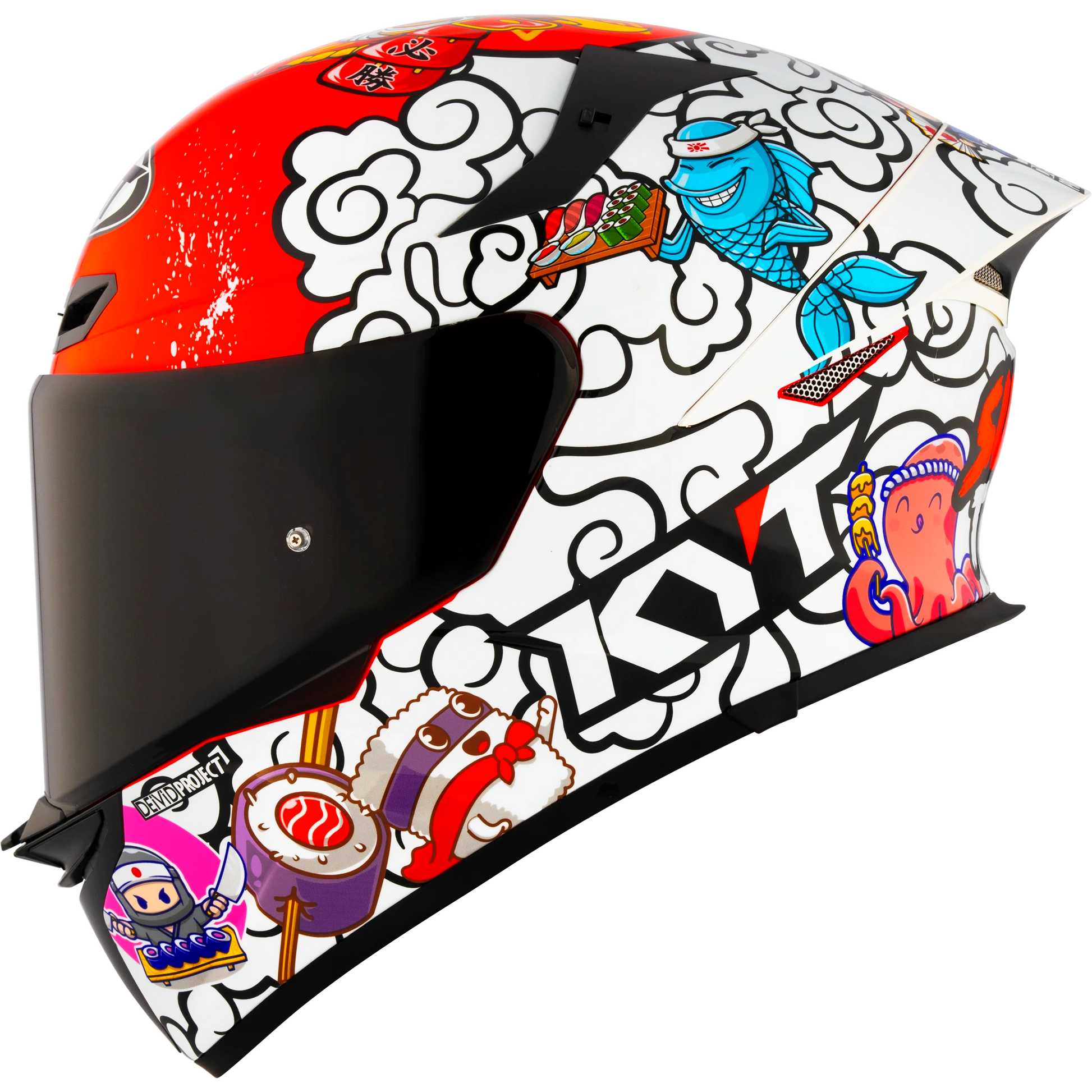 Vista frontal oficial del casco KYT TT-REVO Sushi Time