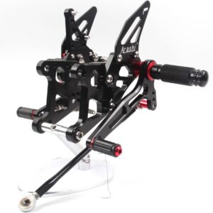 Kit de descansapiés y rearsets Arashi Racing negro con detalles rojos y caja