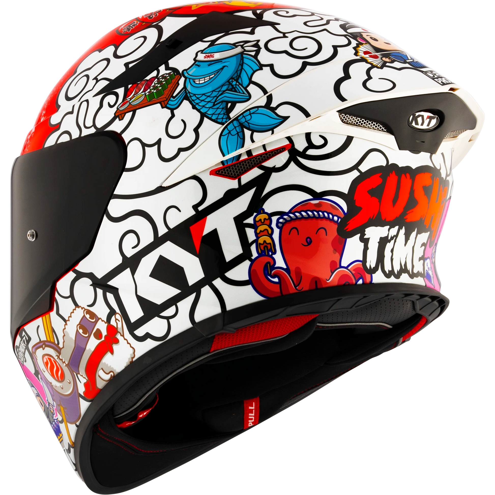 Vista posterior oficial del casco KYT TT-REVO Sushi Time