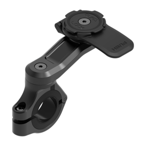 Quad Lock Motorcycle Handlebar Mount PRO de aluminio negro sobre fondo blanco