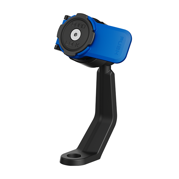 Quad Lock Mirror Stem Mount para vástago de espejo con palanca azul sobre fondo blanco