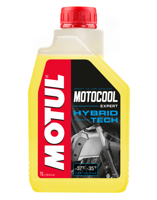Botella Motul Motocool Expert Hybrid Tech de 1 litro con protección hasta -37 °C