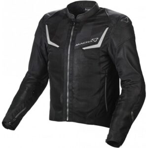 Jacket Macna Orcano negra de malla, vista frontal sobre fondo blanco