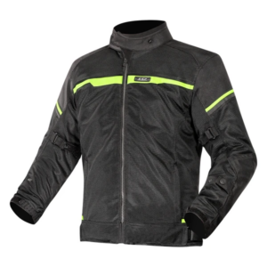 Jacket LS2 Riva negra con detalles amarillo flúor, vista frontal